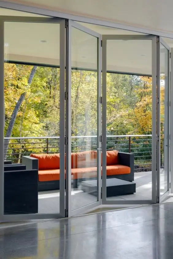 Low-E Heat Insulation Bi-Folding Door with Customized Waterproof Glass Door