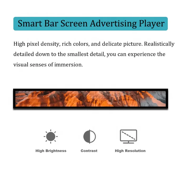 High Resolution Ultra Wide Advertising Display Lcd Plug and Play Stretched bar for Super Market Stretched  bar Led Display