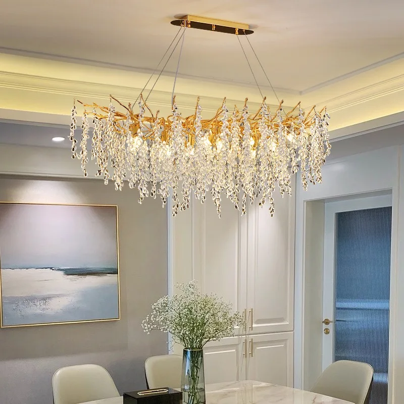 French light luxury chandelier dining room living room bedroom villa model room aluminum water drop chandelier
