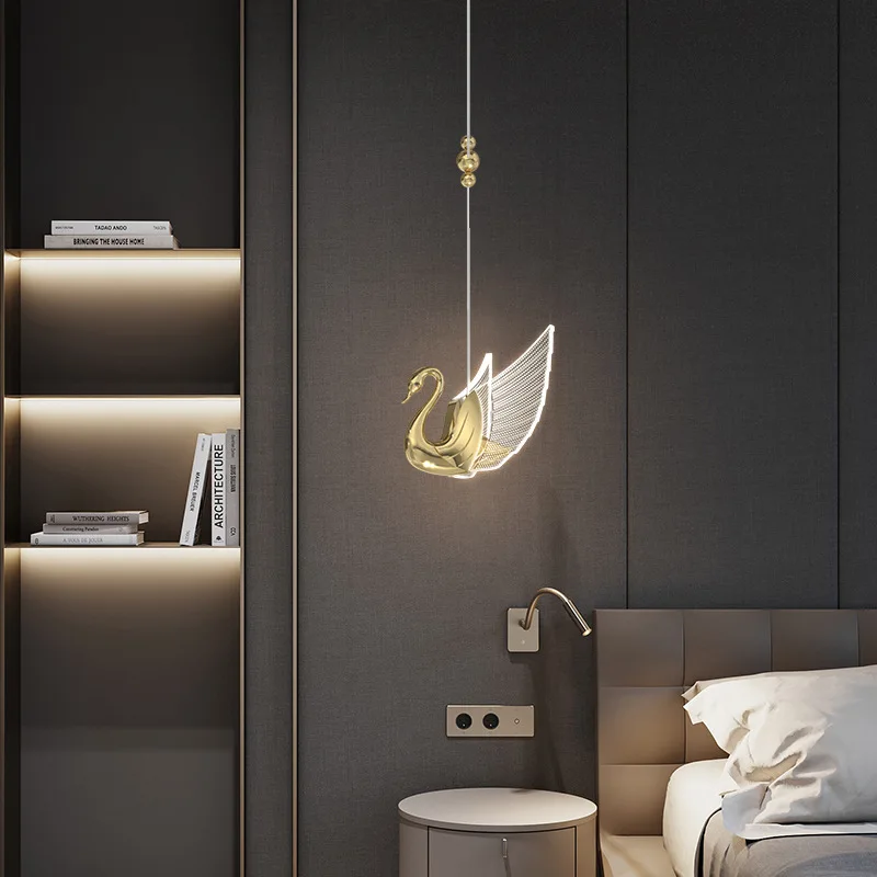 Swan LED Pendant Light Indoor Nordic Lighting For Home Living Room Decor Dining Tables Lights Bedside Bedroom Hanging Lamp
