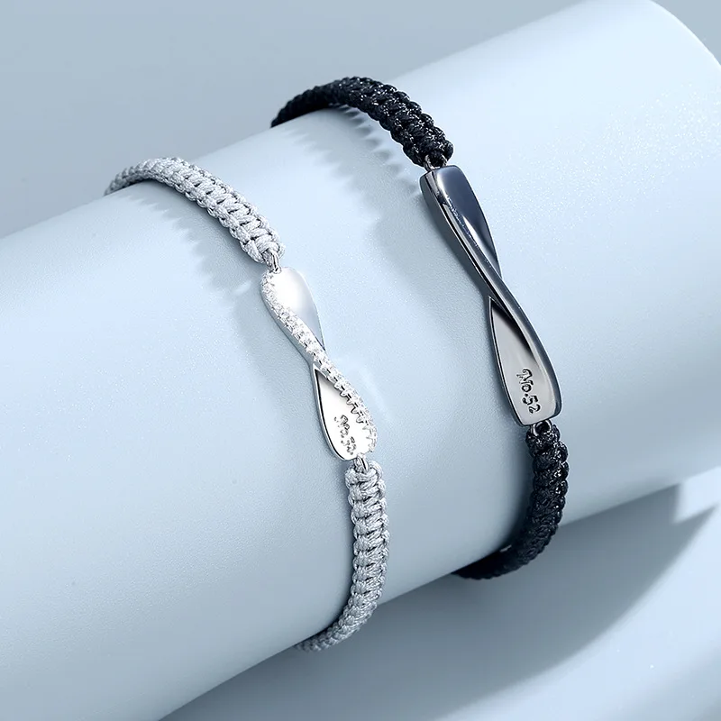 Charm Couple Friendship Black Gray Infinite String Woven Braided Bracelet for Women Men Lucky Jewelry