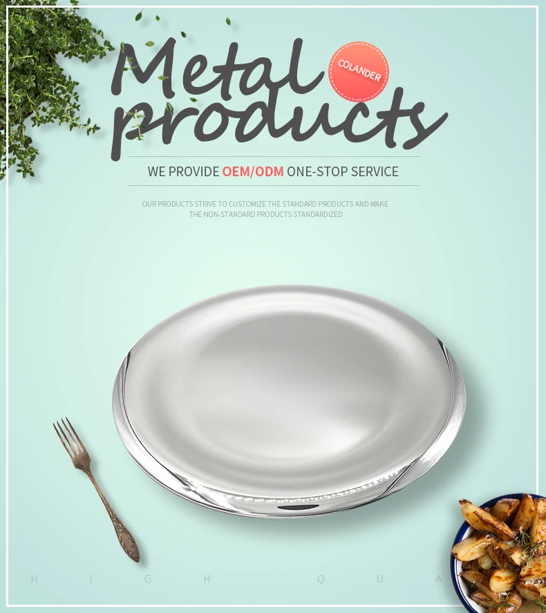 Restaurant & Hotel Supplies Stainless Steel Round Metal Serving Trays