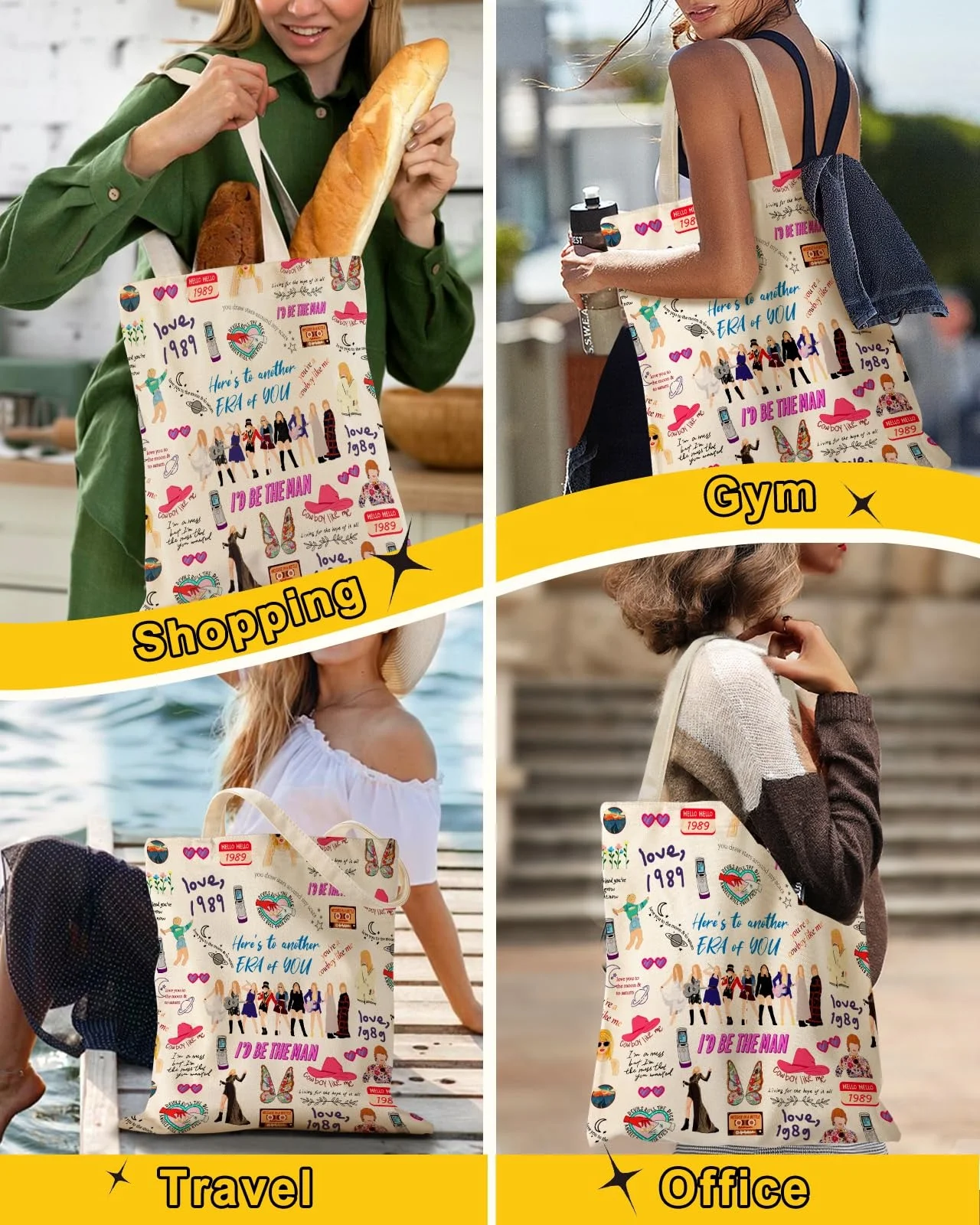 Wholesale Market Hot Sales 2024 Innovation Shopping Bag New Fashion Art Graffiti Canvas Handbag Strength Wholesale Manufacturer