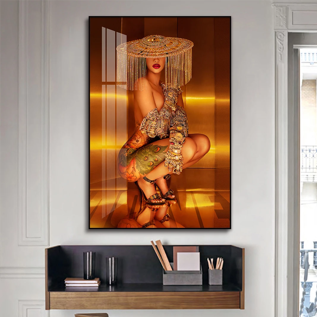 A Sexy Tattooed Woman Wall Art Nude Luxury Painting for Home Decoration Picture Print Canvas and Poster Corridor Modern