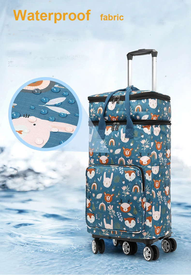 Wheeled Duffle Bag Hand Carry-On Traveling Bags With Wheels Trolley Carrying Market Foldable Shopping Bag On Wheels