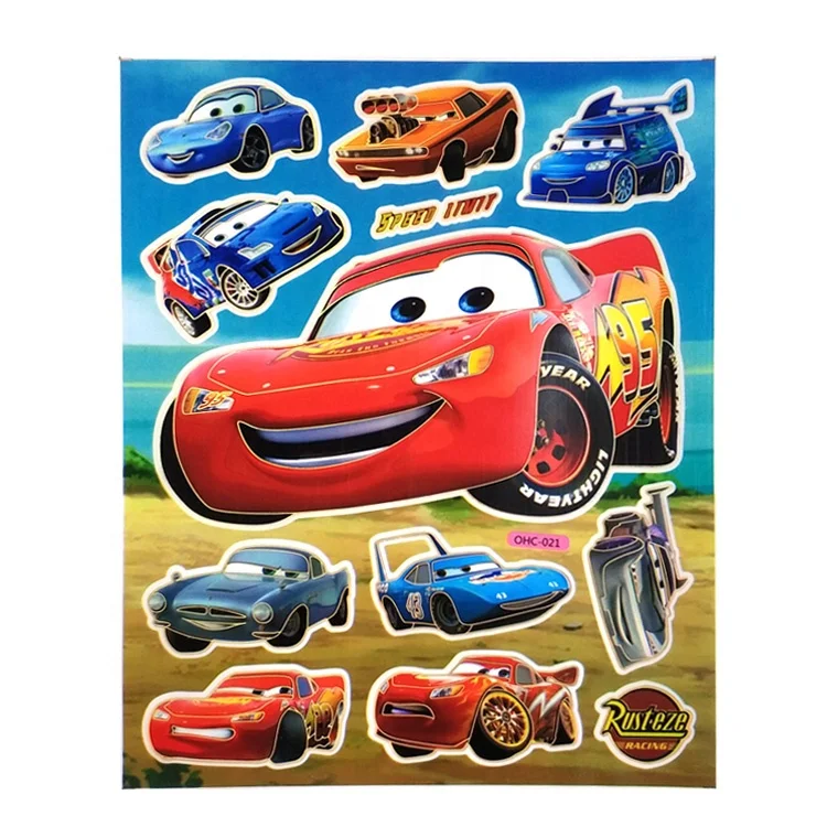 Custom Printing Adhesive Waterproof PVC Vinyl Cartoon Car Stickers for Kids Toy