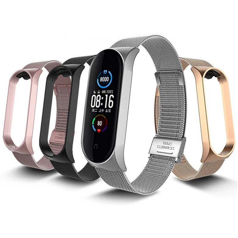 Milanese Stainless Steel Watch Band for Xiaomi Mi Band 6 5 4 Wrist Metal Bracelet Stainless Steel Strap for Xiaomi Mi Band 6 5