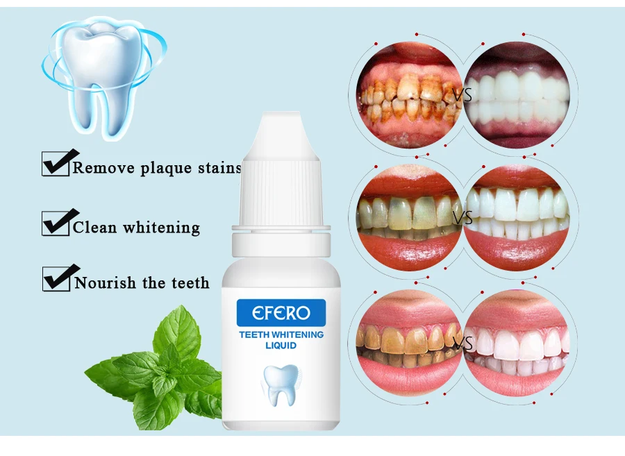 wholesale private label EFERO natural teeth whitening product foam Powder serum essence dental best teeth whitening light liquid
