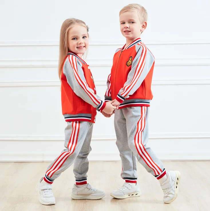 
Spring Latest Design Primary School Kids Uniform Sports Suit For Kindergarten 