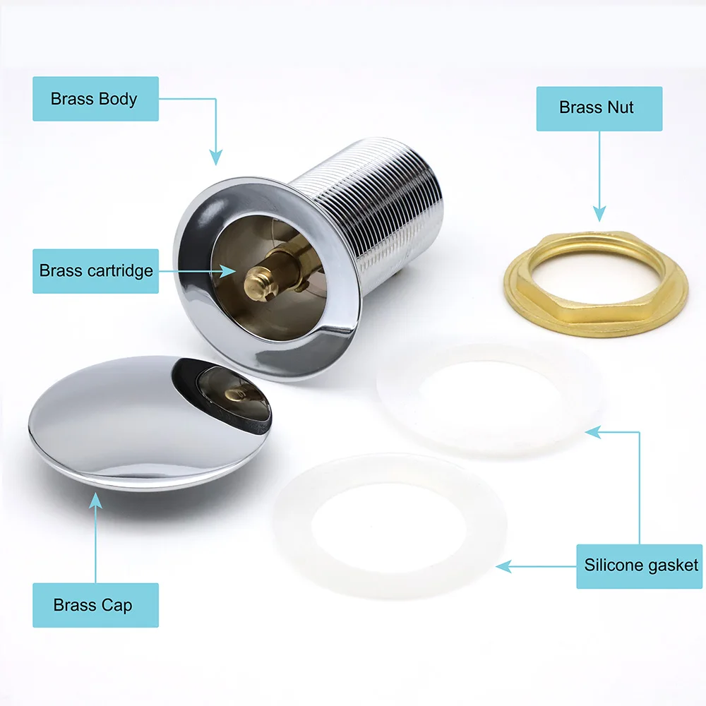 Good Seller OEM CE Certificated 32mm Color waste Brass pop up Drainer Bathroom Click Clack Strainers Wash Basin Sink drains