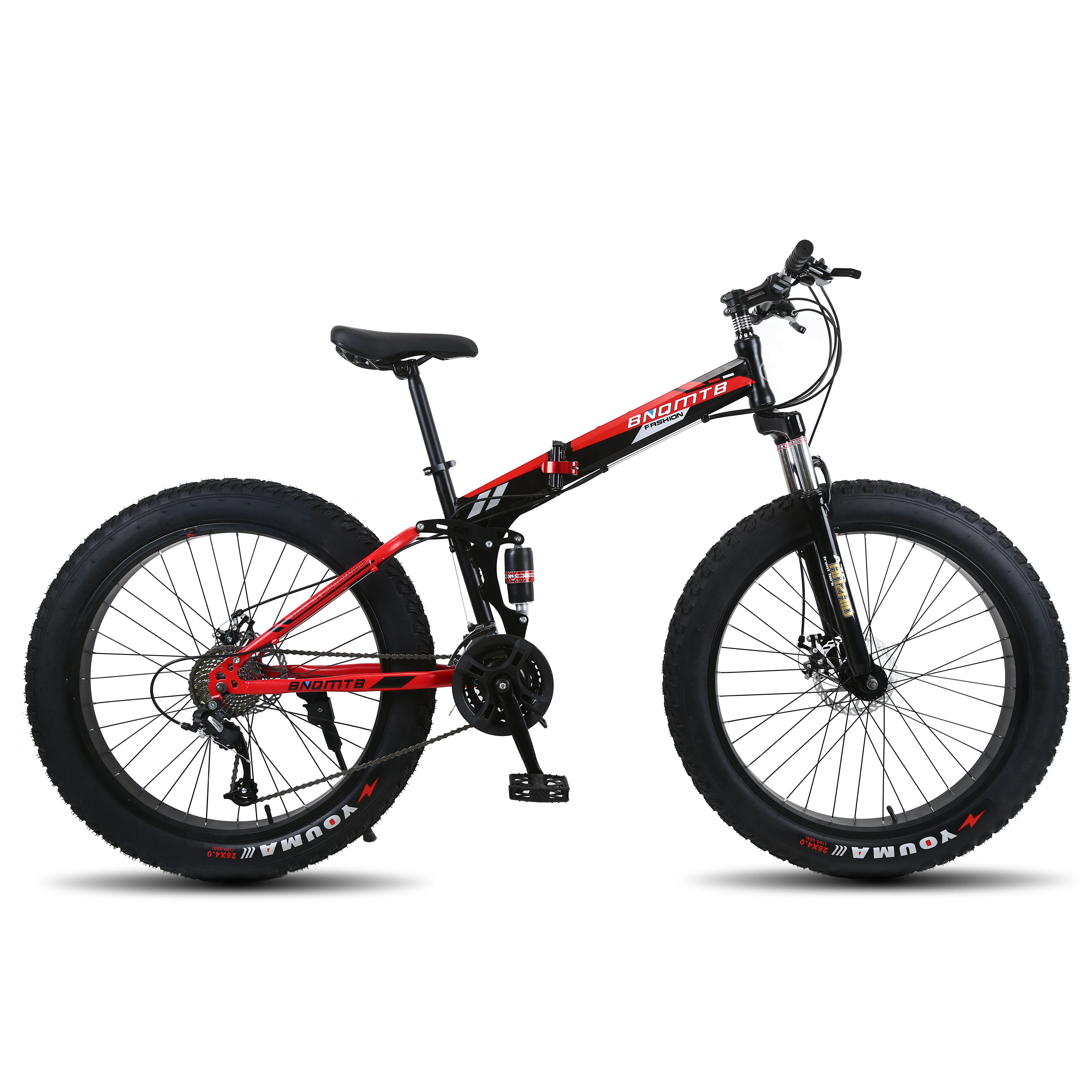 Factory-Made 26 Inch Carbon Rim Folding Beach Bike Steel Fork City Bicycle for Adults for Cycling on Snow Mountain