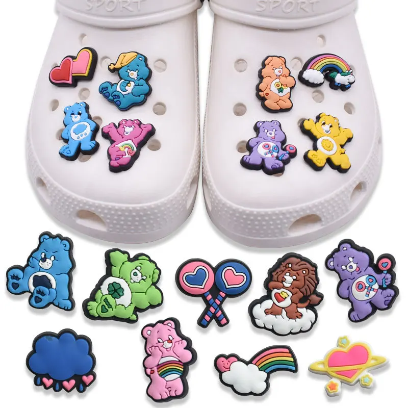 2023 New Rainbow bear Assorted Designs Clog Shoe Charms Soft PVC Shoe Charms For Croc luxury charms