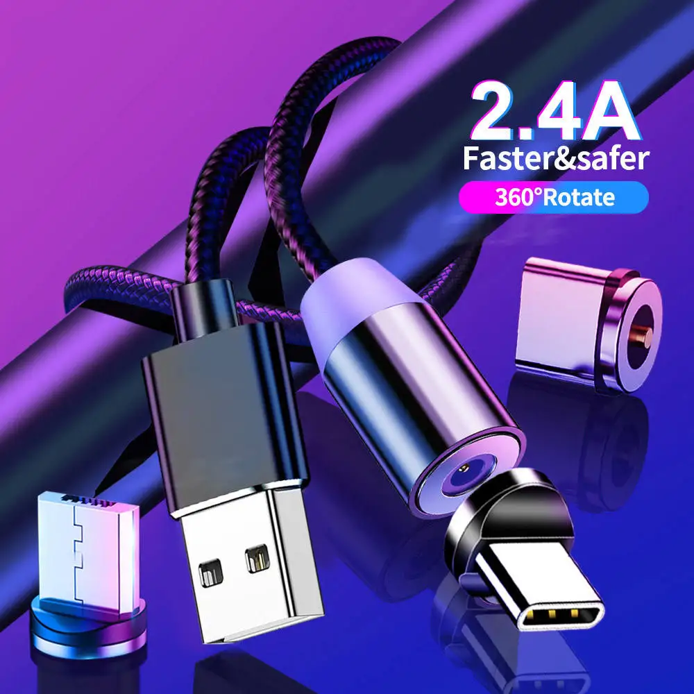 Round Shape Magnetic USB 3 In 1 Charging Cable Magnet Charger USB-C Cable With Type-C Micro USBA lOS For Phone And Smart Watch