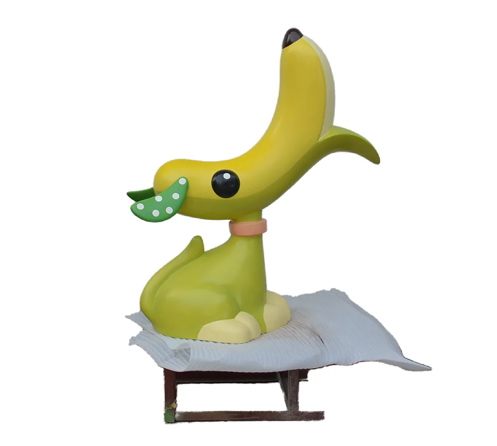 Creative Party Decor Accessories Resin Banana Dog Figurine Animal Standing Decor
