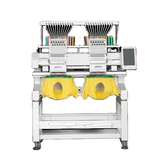 JINYU commercial automatic 2 head 12/15 colors computerized for cloth embroidery machine