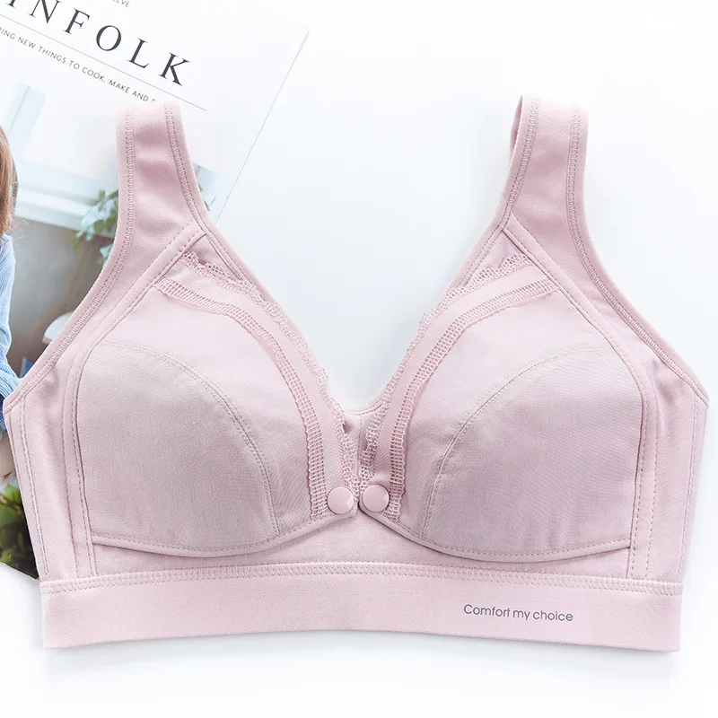 Supplier front buckle 100% cotton lining thin nursing breastfeeding bra 4XL sleeping breastfeeding vest tube top maternity bra