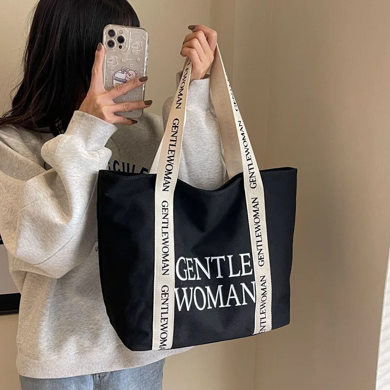 Женская Холщовая Сумка на одно плечо с принтом текста заказ Большая вместительная сумка для покупок открытом воздухе ручная поездок работу студентов