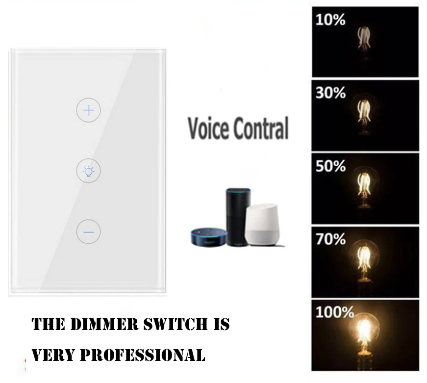 120 US Smart light Dimming switch supports Alexa and Google Assistant 2.4Ghz WiFi light switch Digital dimming function switch