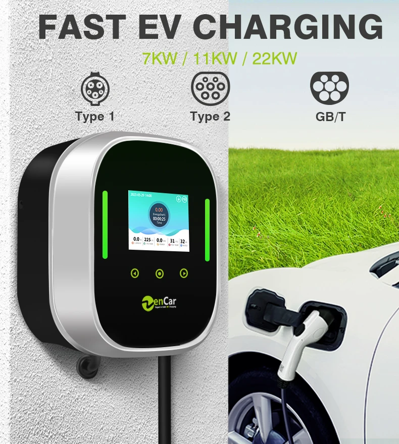 Zencar 32A EV Charging Station 7KW J1772 type 1 Wall Mounted Charger Basic version with RFID Cards