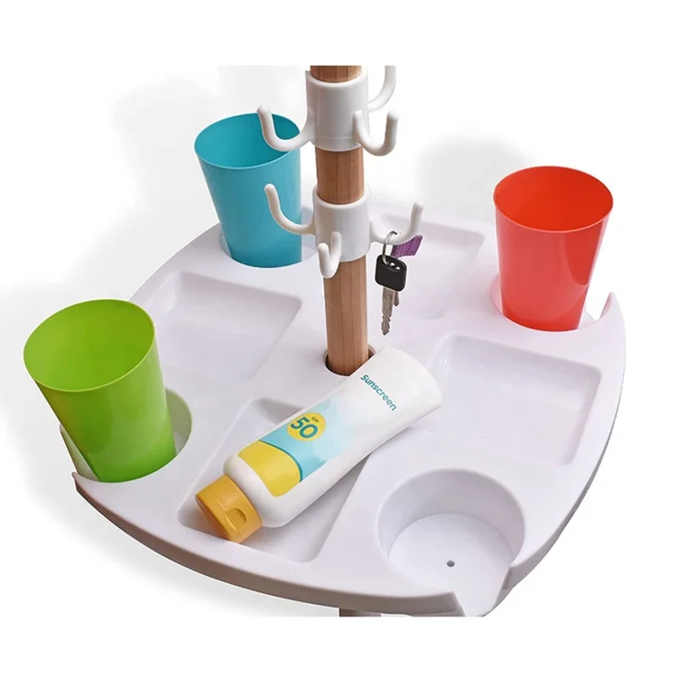 Portable Beach Umbrella Table Tray With Cup Storage Holders Water Clip On Plastic Holders Food Patio Beach Gardens Yards Patios