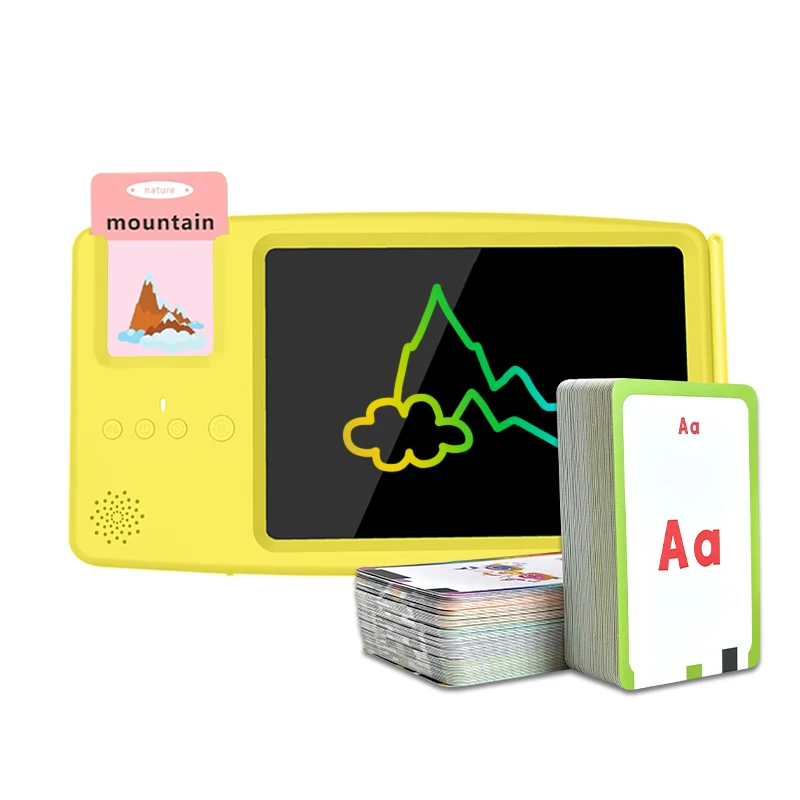 Hot selling Educational New Flash Cards Toy Learning Machine 2 in 1 Writing Talking Tlash Cards with LCD Writing Tablet