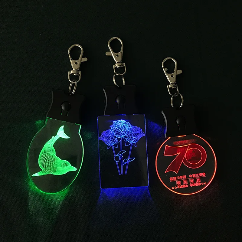 2020 wholesale color changing led acrylic keychain flashlight