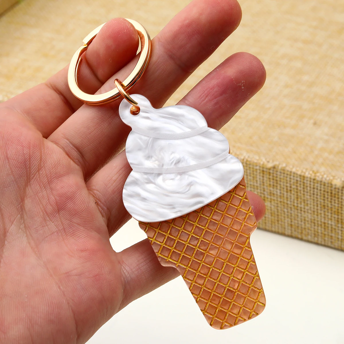 personalized acrylic ice cream keychain summer keychain for gifts
