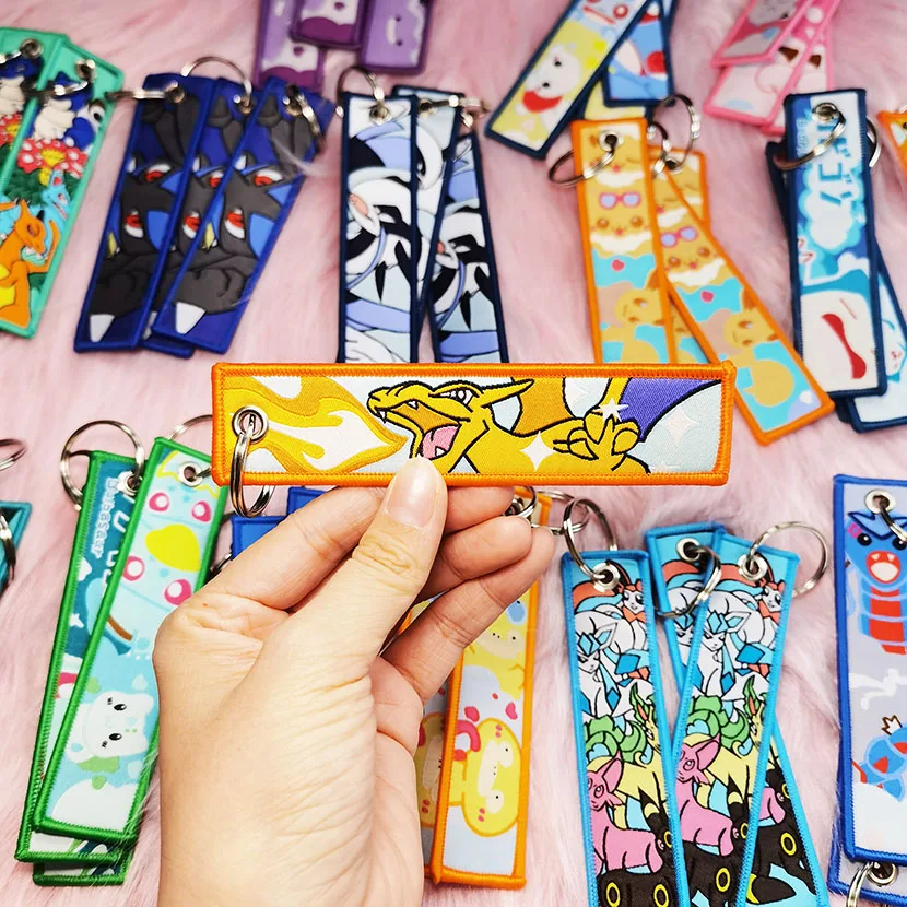 Custom Motorcycle Eagle Beak Lanyard Keychain Personalized Logo Key Lanyard Woven Fabric Embroidered Keychains