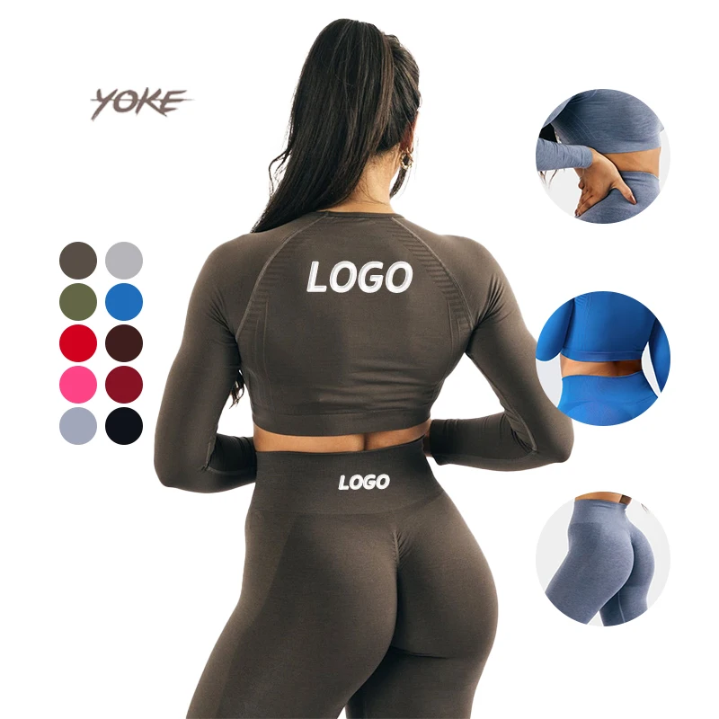 Custom Logo Seamless Activewear Sets Wholesale Fitness Yoga Wear Flare Leggings 2PCS Seamless Workout Gym Fitness Sets for Women