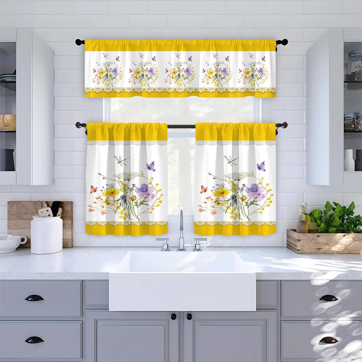 1PC customized any pattern multi-color pattern short curtain kitchen curtain half curtain small window decoration