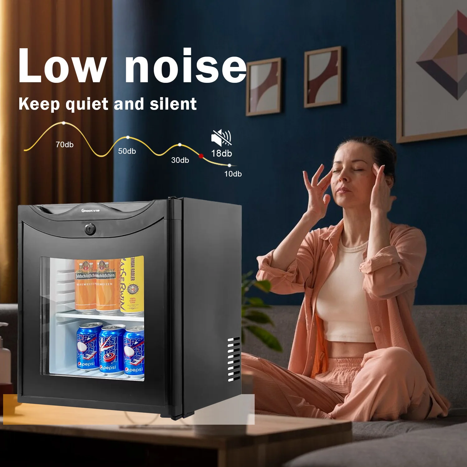 Black Mini Refrigerator Transparent Glass Door Commercial Compact Cosmetics Counter 25L Customized Car Mini Refrigerator