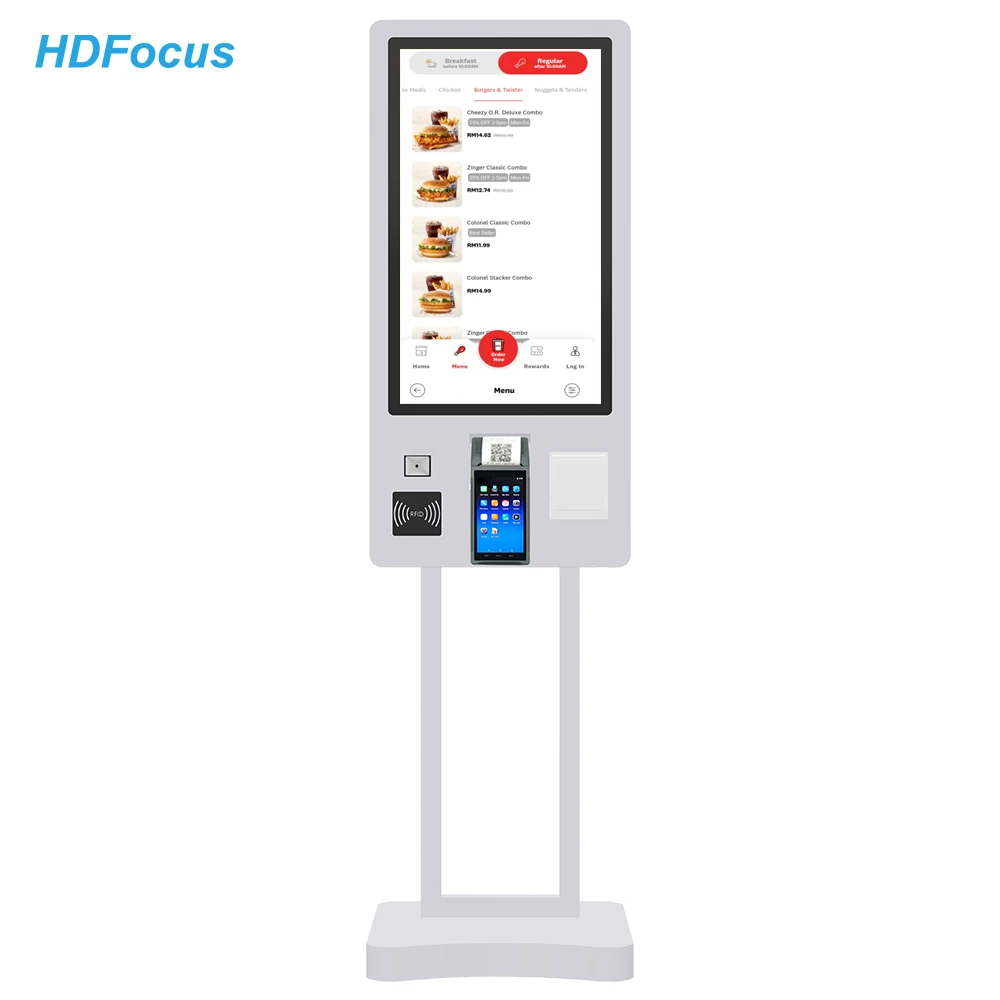 32 Inch Self Service Kiosk Pos Payment Terminal Kiosk Printer Qr Code Scanner Self Ordering Kiosk For Mc Donalds Burger