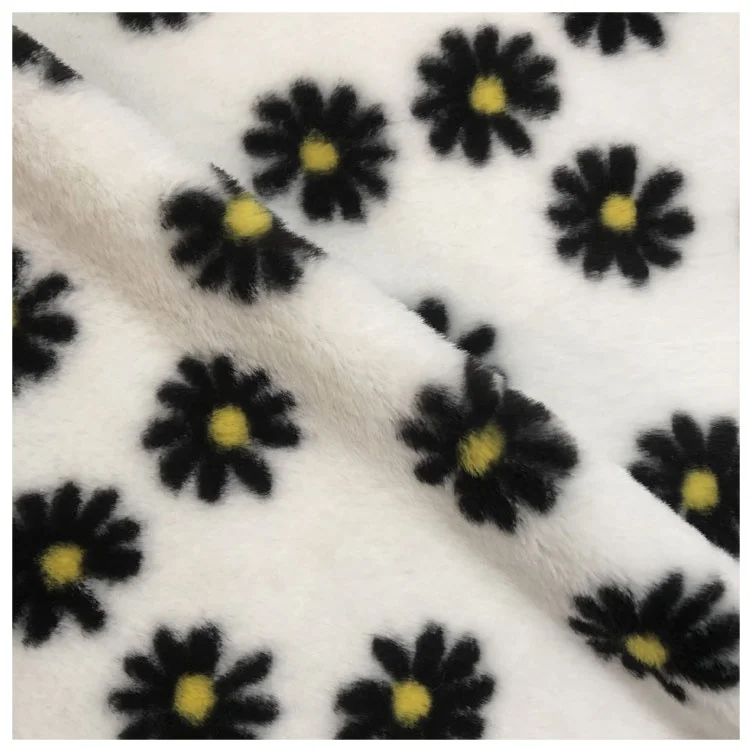 
100% polyester printed faux fur fabric printed fake hair like rabbit fur 