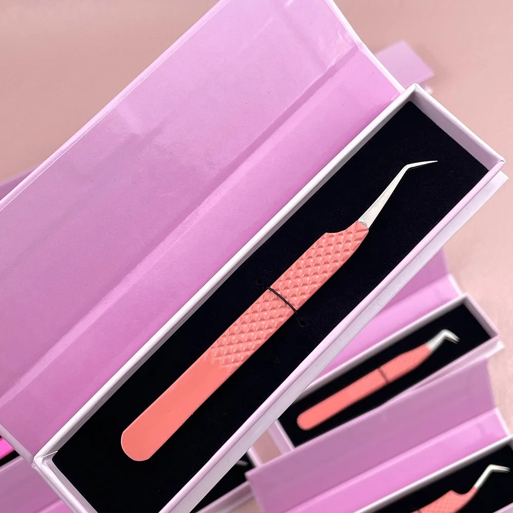 Custom Logo Packaging Box Volume Eyelash Tweezers Make Eyelash Easy Fans Manufacturer China Straight Curved 6 Pcs Tweezers Set