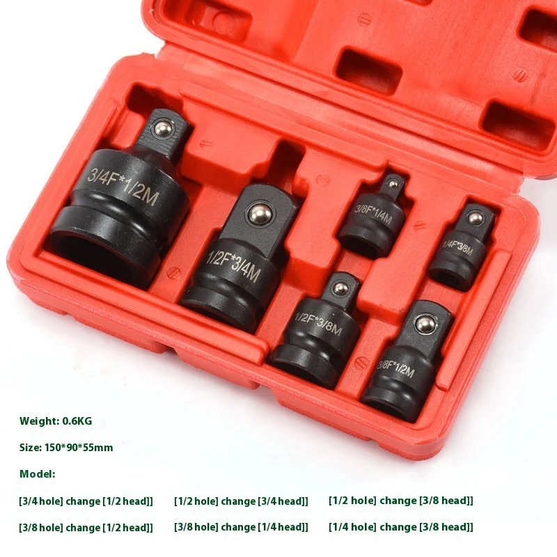 8 Pcs Conversion Universal Joint Accessories Pneumatic Sleeve Adapter Head Heavy Duty Impact Socket Adapter Tool Set