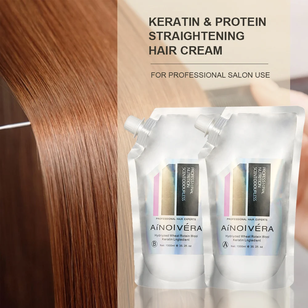 Easy and simple to use organic natural protein hair straightening cream,collagen strong formula hair smoothing treatment set