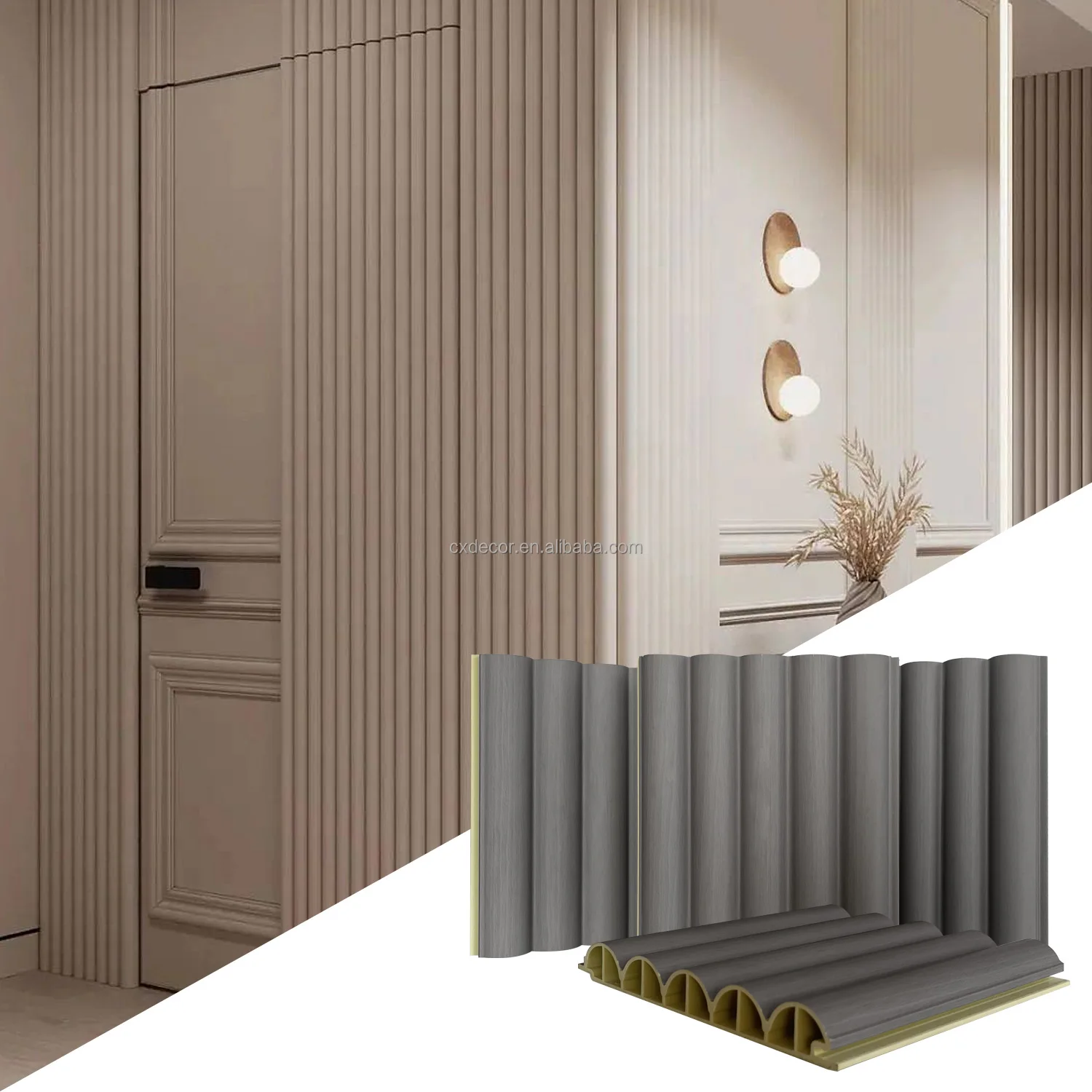 Factory Price Ribbed Design 3D Wall Panel Boards WPC Wall Cladding Decoration Others Wallpapers For Home Tv Background