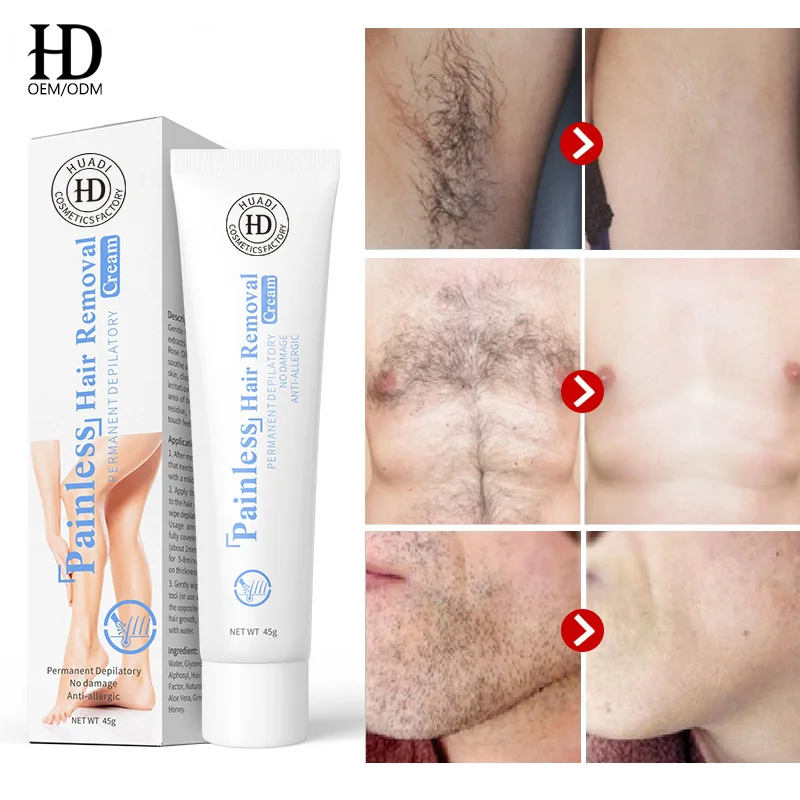 
OEM Private Label Hair Removal Cream for Men, Permanent Painless Depilatory, Used on Bikini, Underarm, Chest, Back, Legs and Arm 