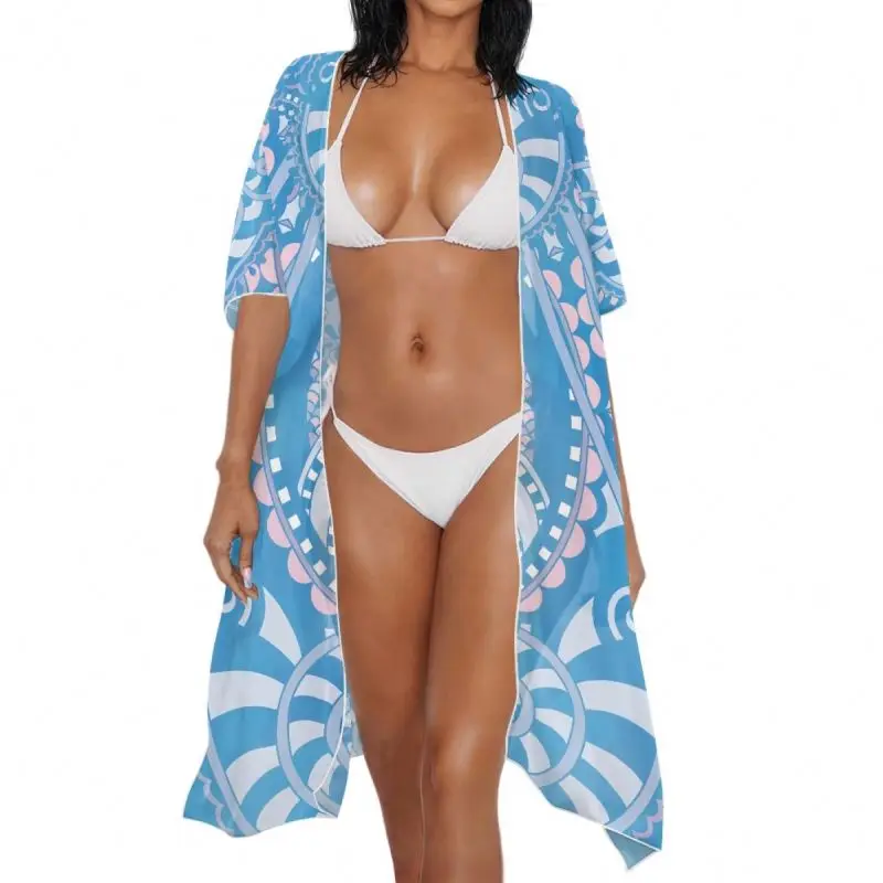 Fashion Women Sexy Bikini Swimsuit Cover Up Boho Style Mandala Flower Summer Kimono Cardigan for Hawaii Party Pool Beach Wrap