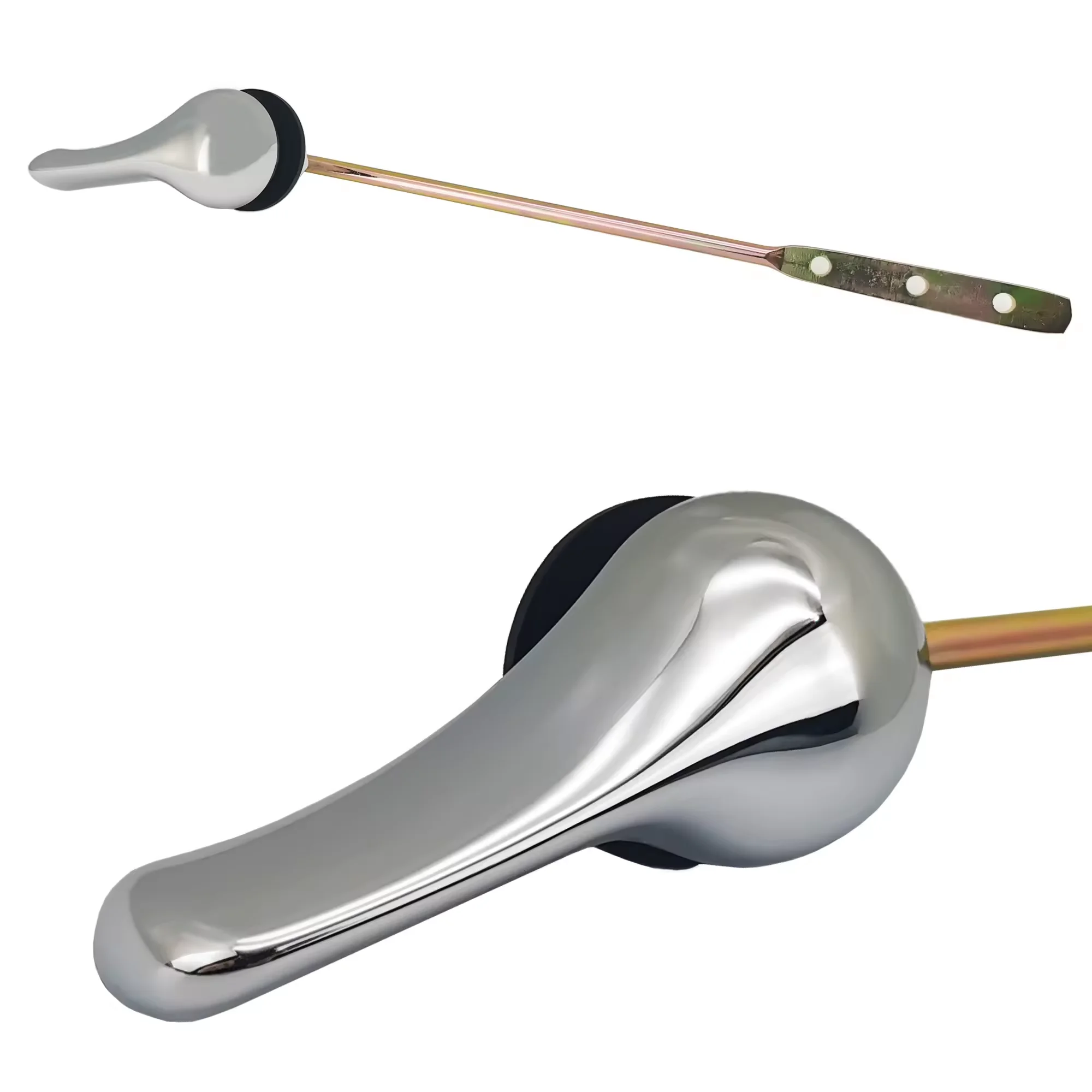 Universal T2304 Chrome Plate ABS Head Toilet Flush Front Lever Aluminium or Iron Lift Rod for Bathroom Tank Levers