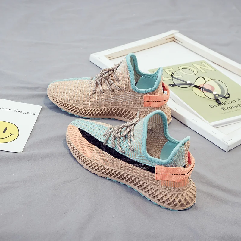 Китайский производитель, модные легкие дышащие вязаные кроссовки для женщин на заказ