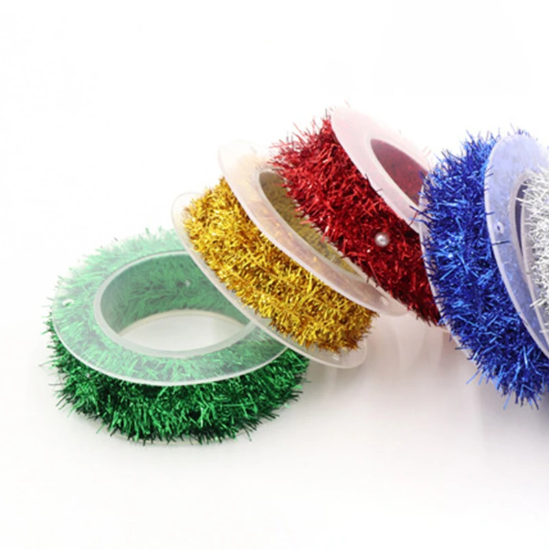 ZENGLONG textile suppliers 2cm 9g christmas decoration rope DIY metal wire ribbon tinsel yarn for wholesale