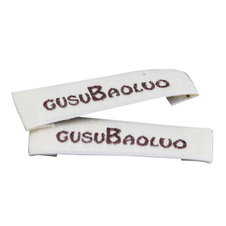 High Quality Customized Personalized Woven Labels Iron Garment Shoe Tags Sustainable Center Fold Sewn Clothing Labels Affordable