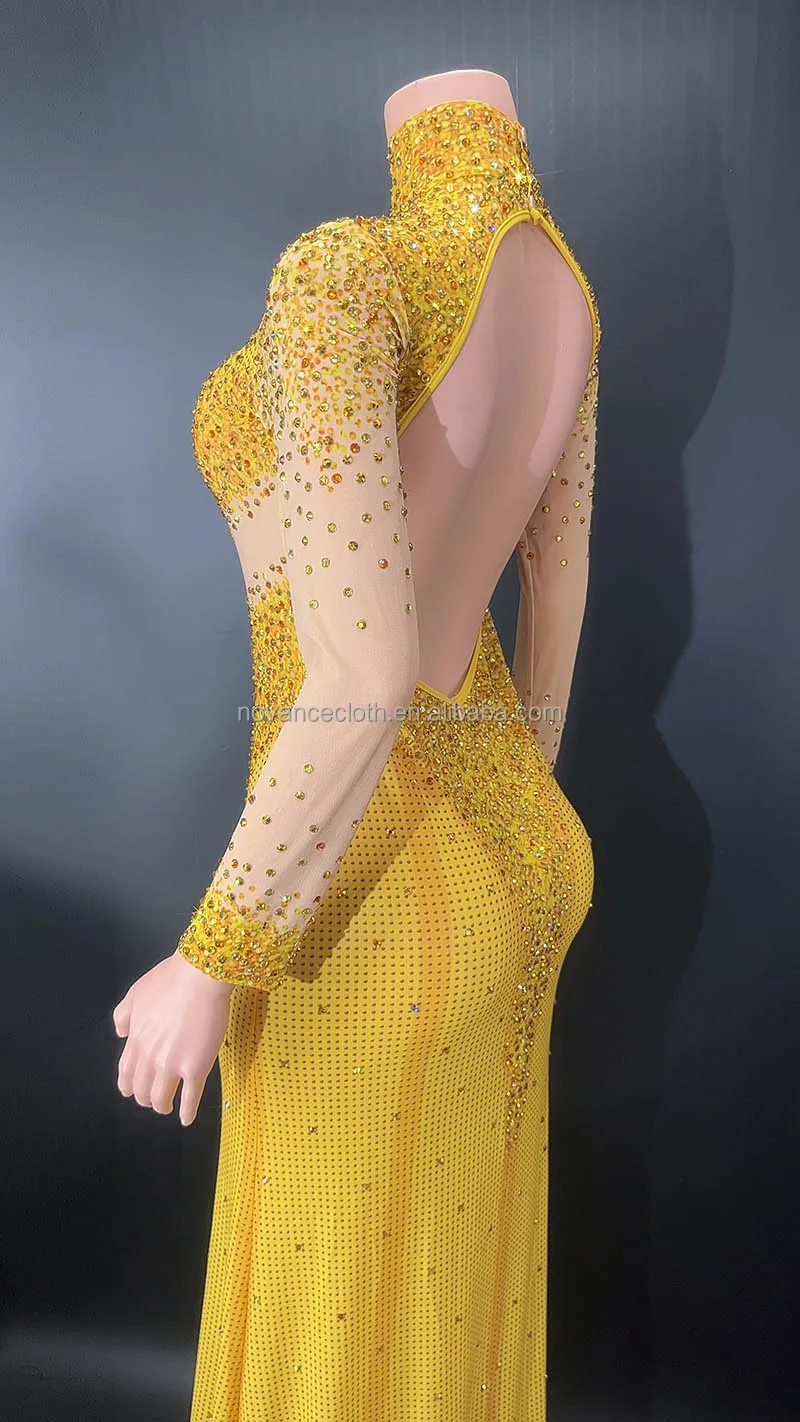 NOVANCE Y2378-E latest summer dresses sparkling golden diamonds formal party evening dresses stretchy empire wedding gown