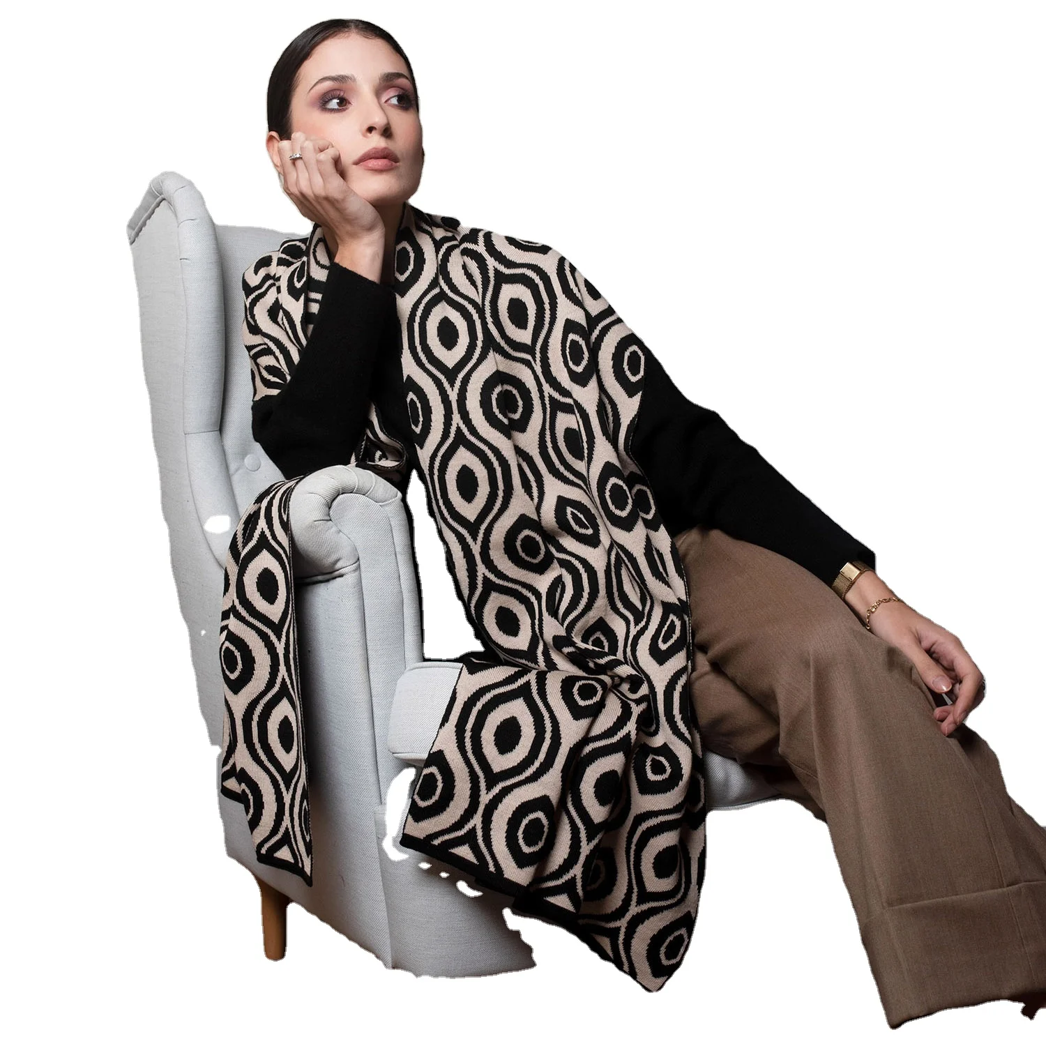 High Quality Wool Merinos Acrylic Scarf Stole | MADE IN ITALY | For Luxury Woman Style