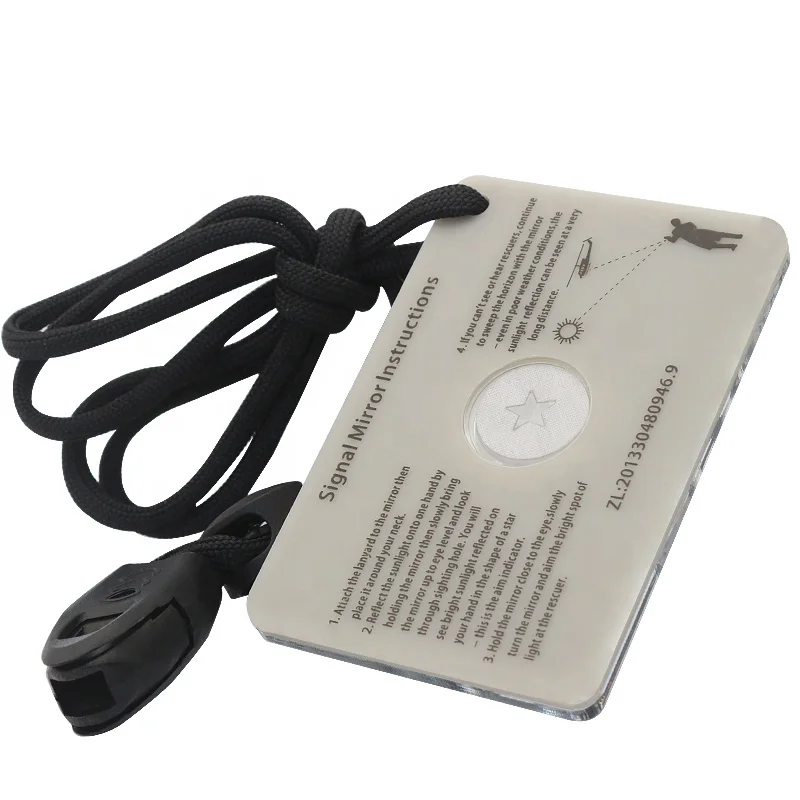 Outdoor EDC Tools Survival Emergency Super Rescue Signal Mirror with Paracord Lanyard Whistle