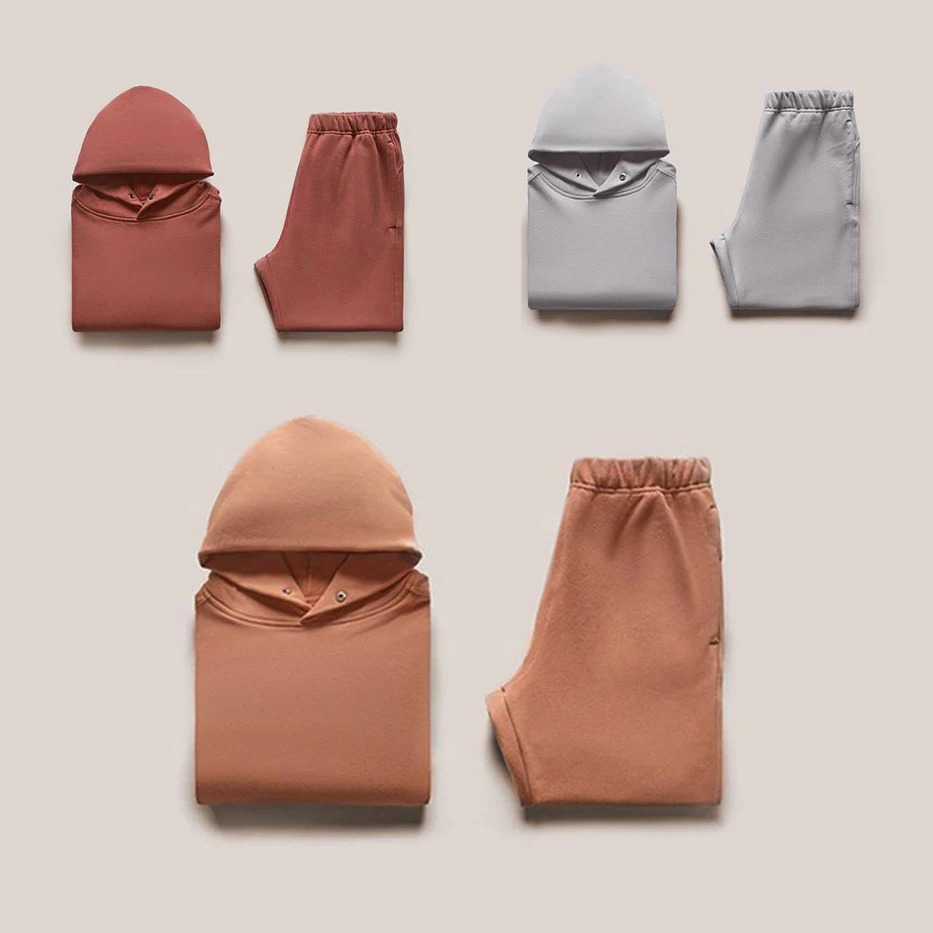 Blank Cotton Sweatsuit Unisex Puff Foam Print Men Custom Tracksuit Oversize Hoodie and Loose Sweat Pants