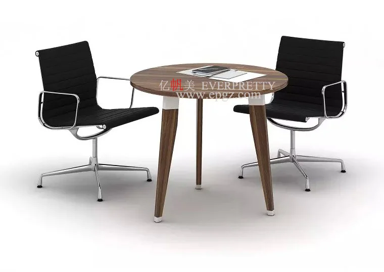 High Quality Office Furniture Conference Room Furniture Wood Modern Top Metal Frame Round Table and Chairs