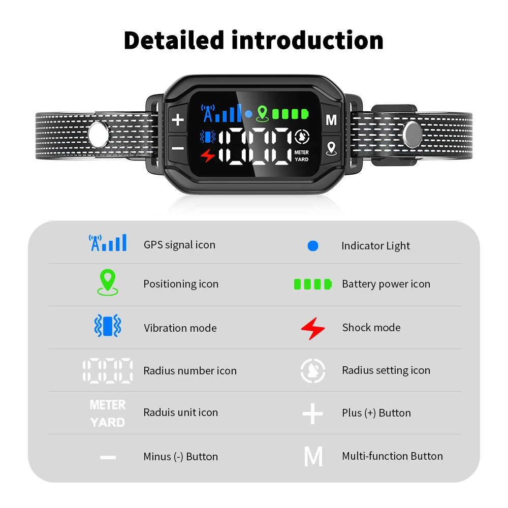 New Arrival G723 GPS Wireless Dog Shock Collar Fence Outdoor IPX7 Waterproof Dog Containment System for Medium and Large Dogs
