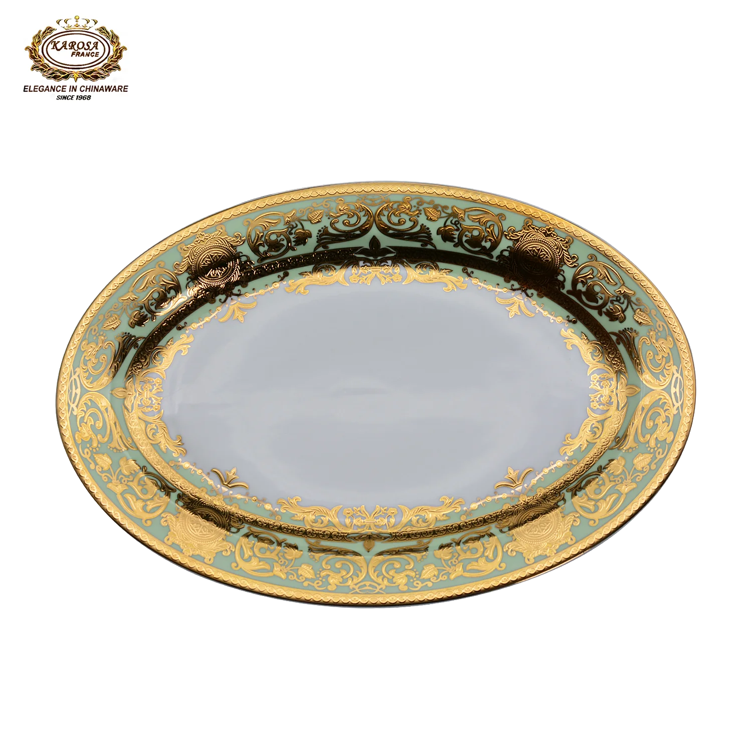 German shiny gold customized oval plate sets fish plate sets for home restaurant wedding party high quality serving plate set